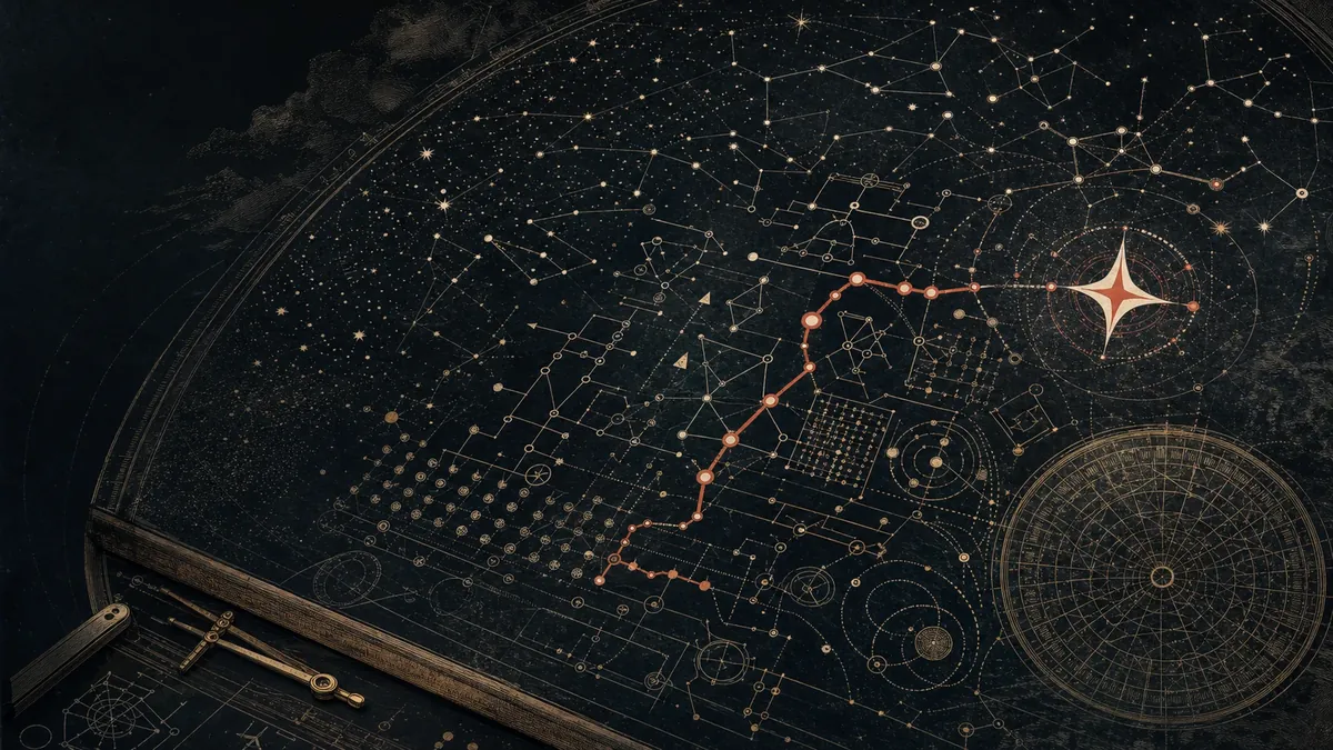 Une carte algorithmique céleste révélant un chemin à travers des signaux complexes